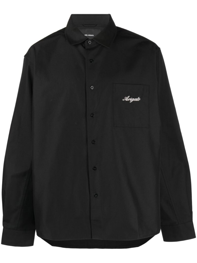Black Flow Logo Embroidered Overshirt
