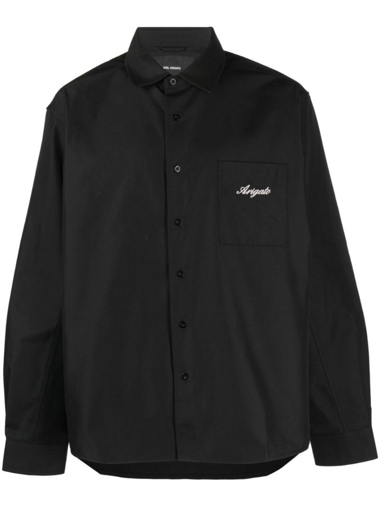 Black Flow Logo Embroidered Overshirt