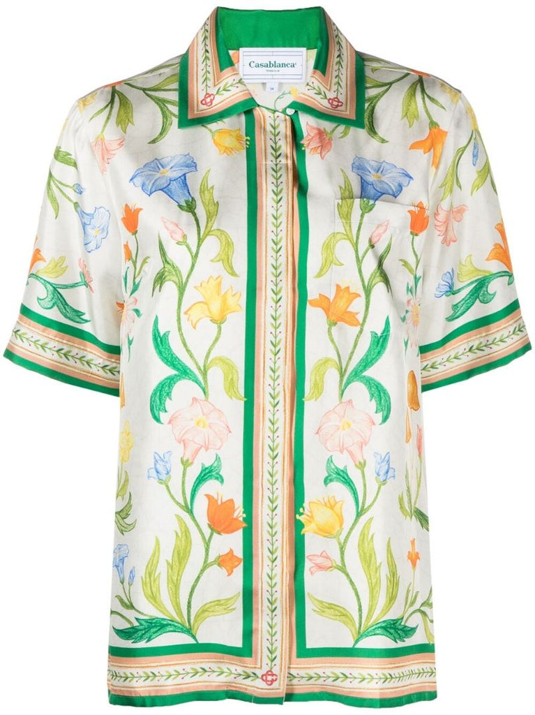 White L'arche Fleurie Silk Shirt