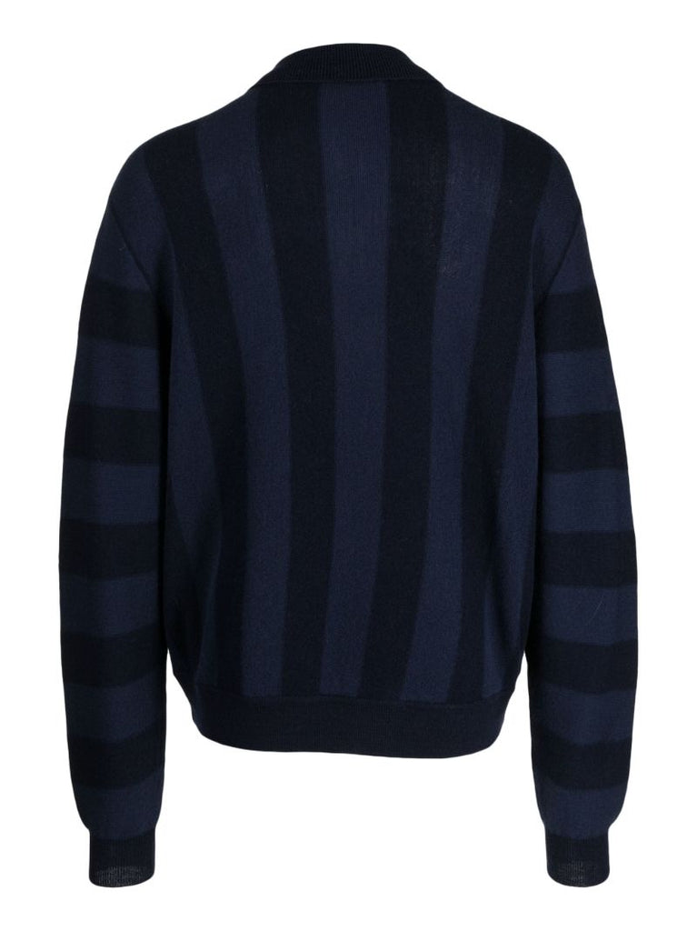 Blue Striped Wool Cardigan