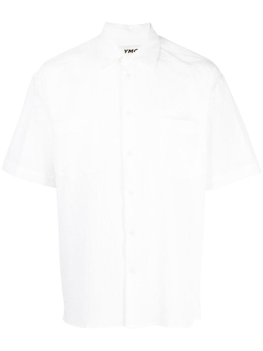 White Mitchum Short Sleeve Cotton Shirt