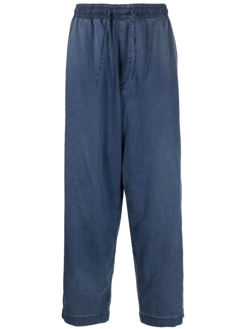 Blue Drawstring Mid Rise Trousers