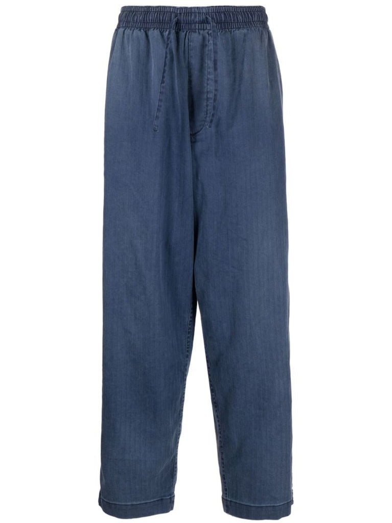 Blue Drawstring Mid Rise Trousers