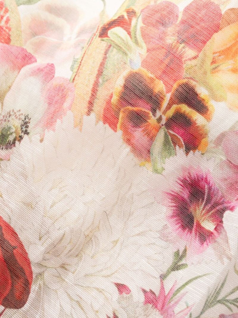White Floral Print Halterneck Dress