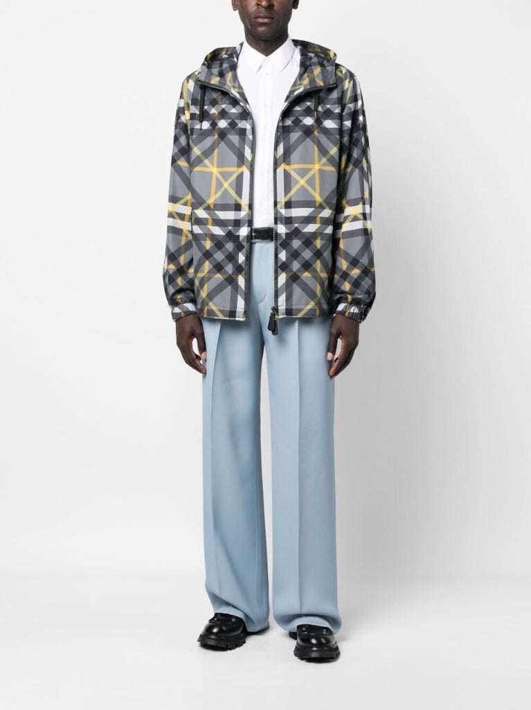 Blue Straight-leg Pleated Trousers