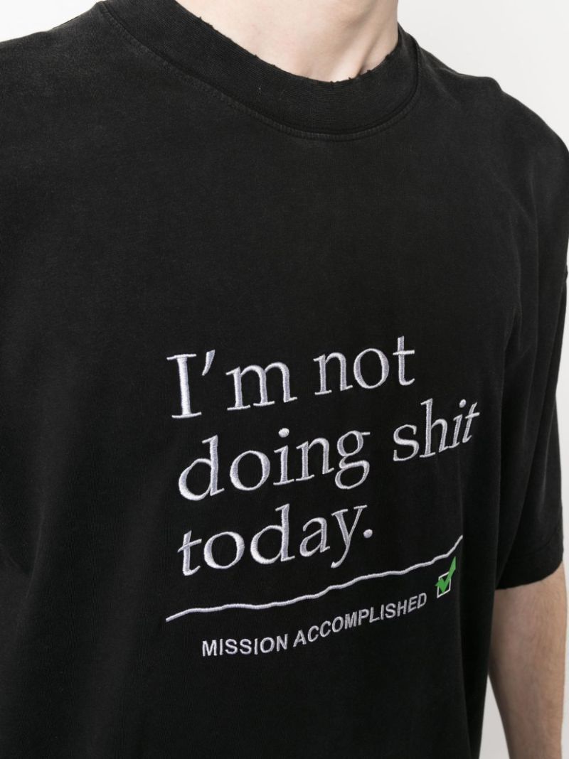 Black Embroidered Cotton T-shirt