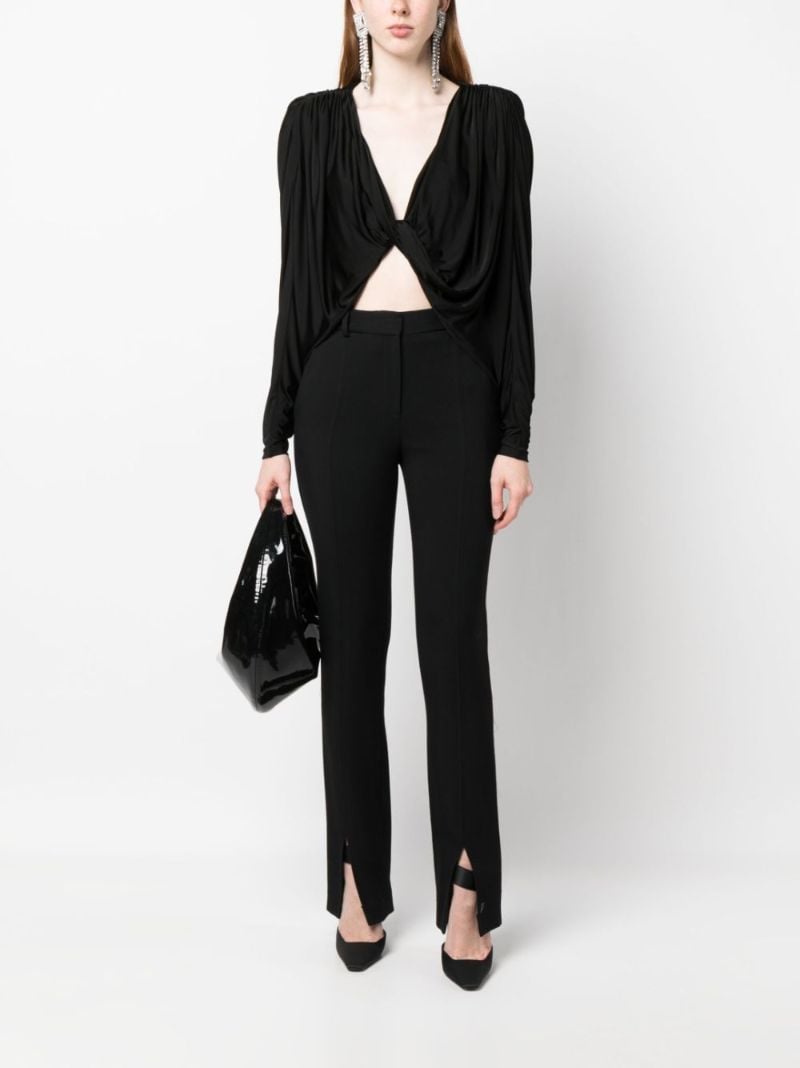 Black Open-front Ruched Top