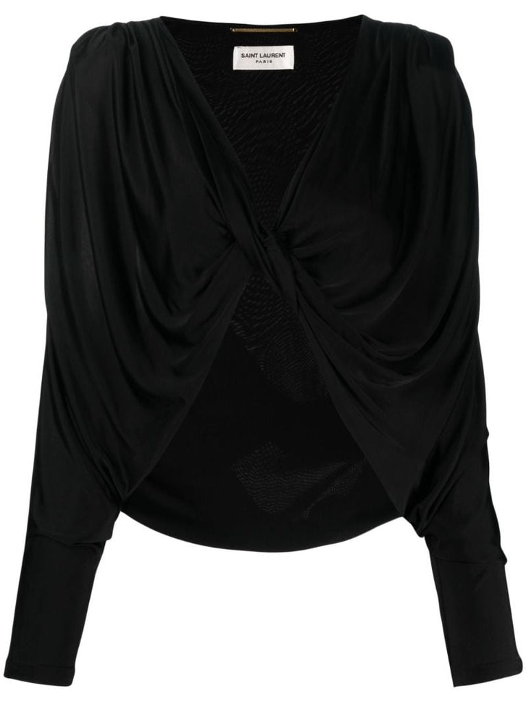 Black Open-front Ruched Top