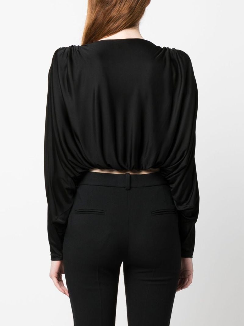 Black Open-front Ruched Top