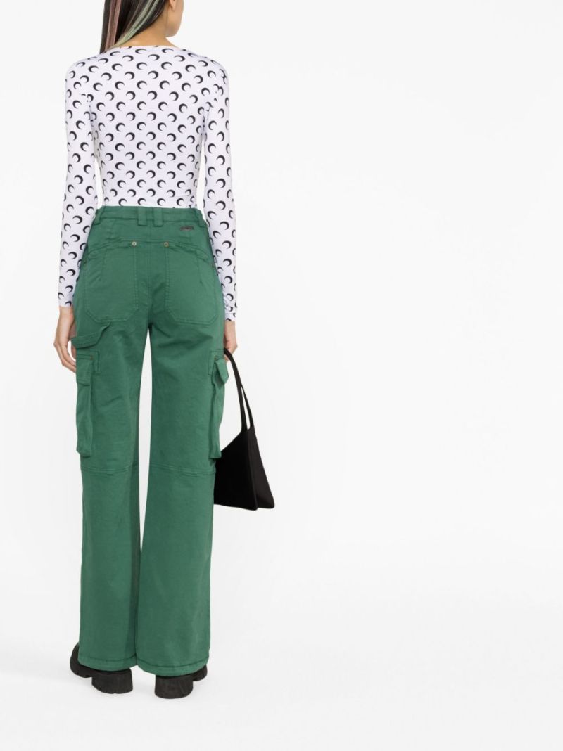 White Moon Print Long-sleeve Top
