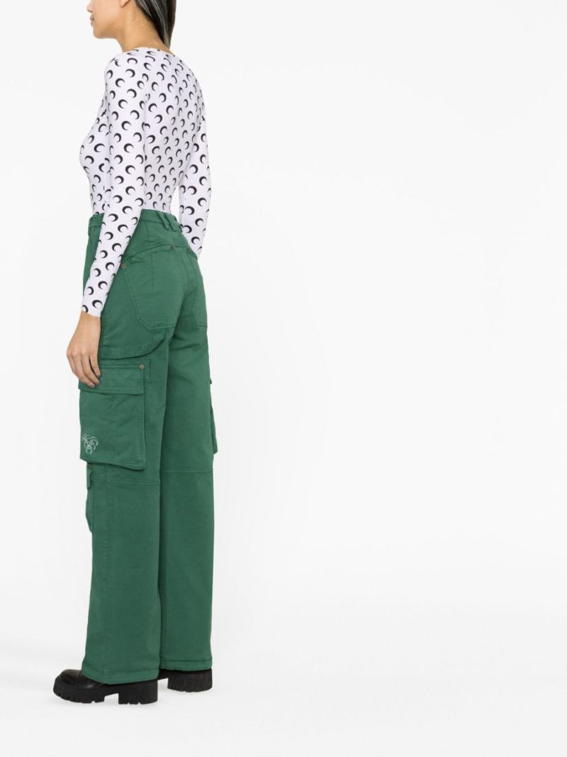 White Moon Print Long-sleeve Top