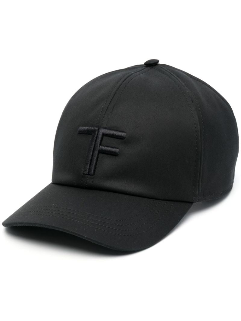 Black Logo Embroidered Cotton Cap