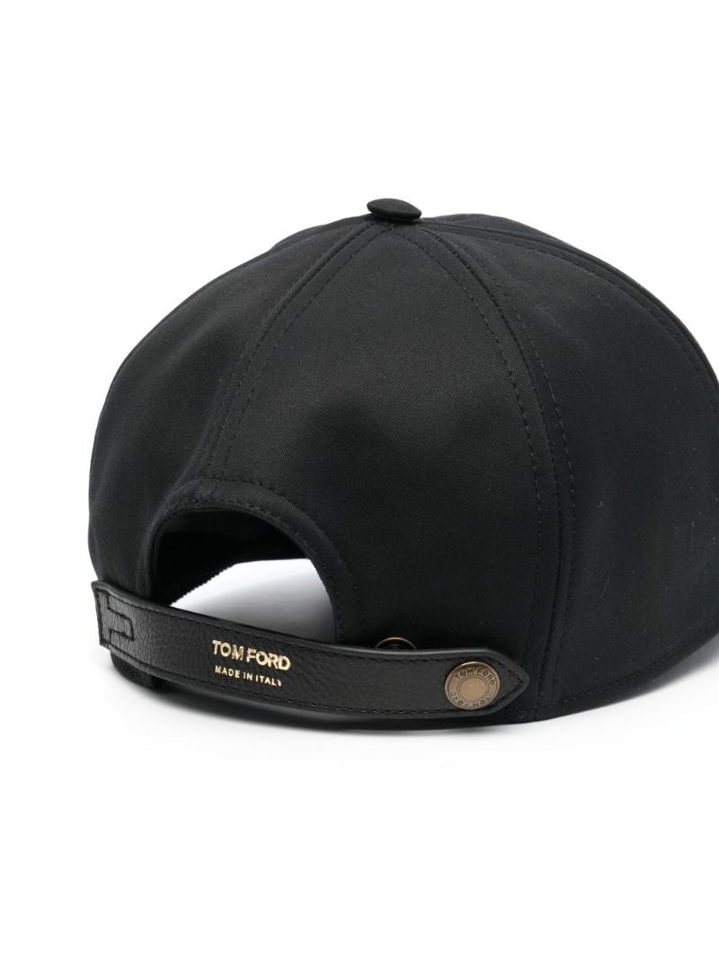 Black Logo Embroidered Cotton Cap