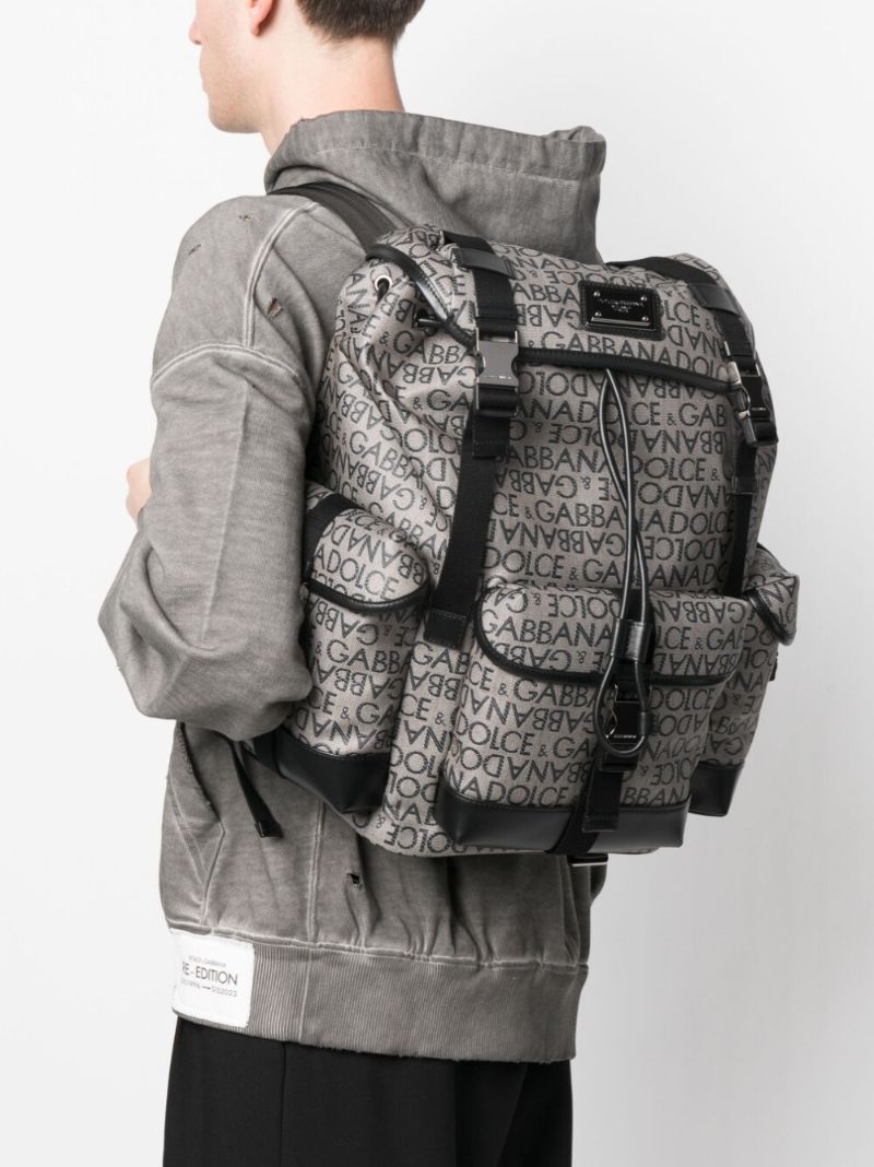 Brown Logo Jacquard Backpack