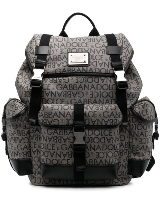 Brown Logo Jacquard Backpack