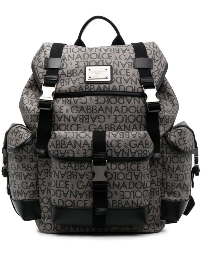 Brown Logo Jacquard Backpack