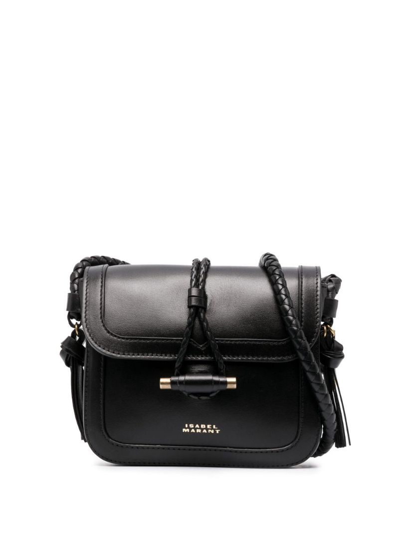Black Vigo Flap Leather Cross Body Bag
