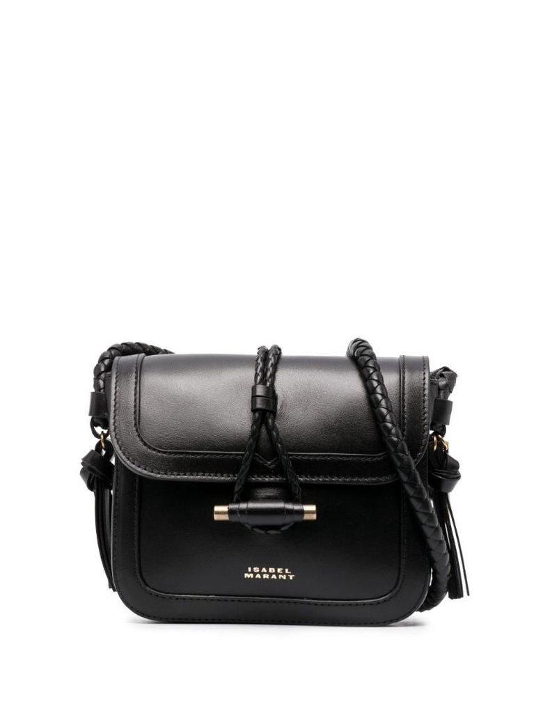 Black Vigo Flap Leather Cross Body Bag