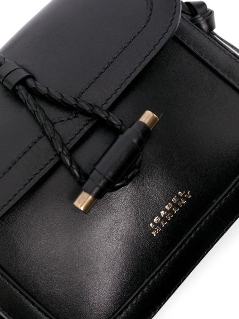 Black Vigo Flap Leather Cross Body Bag