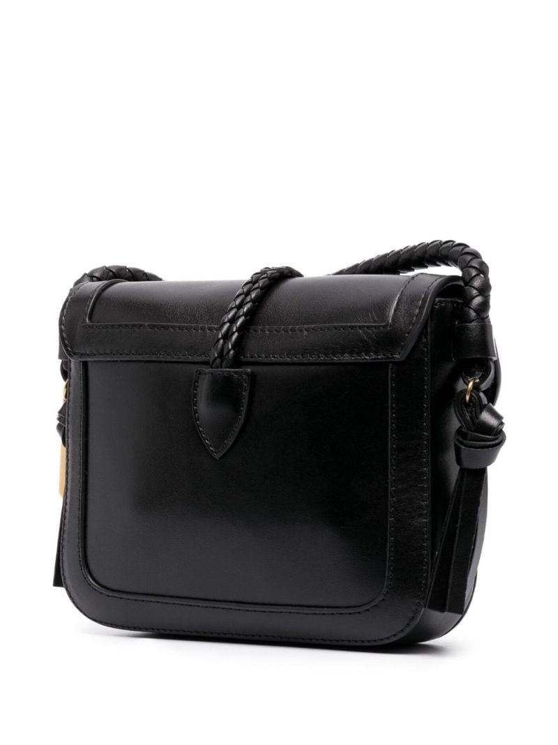 Black Vigo Flap Leather Cross Body Bag