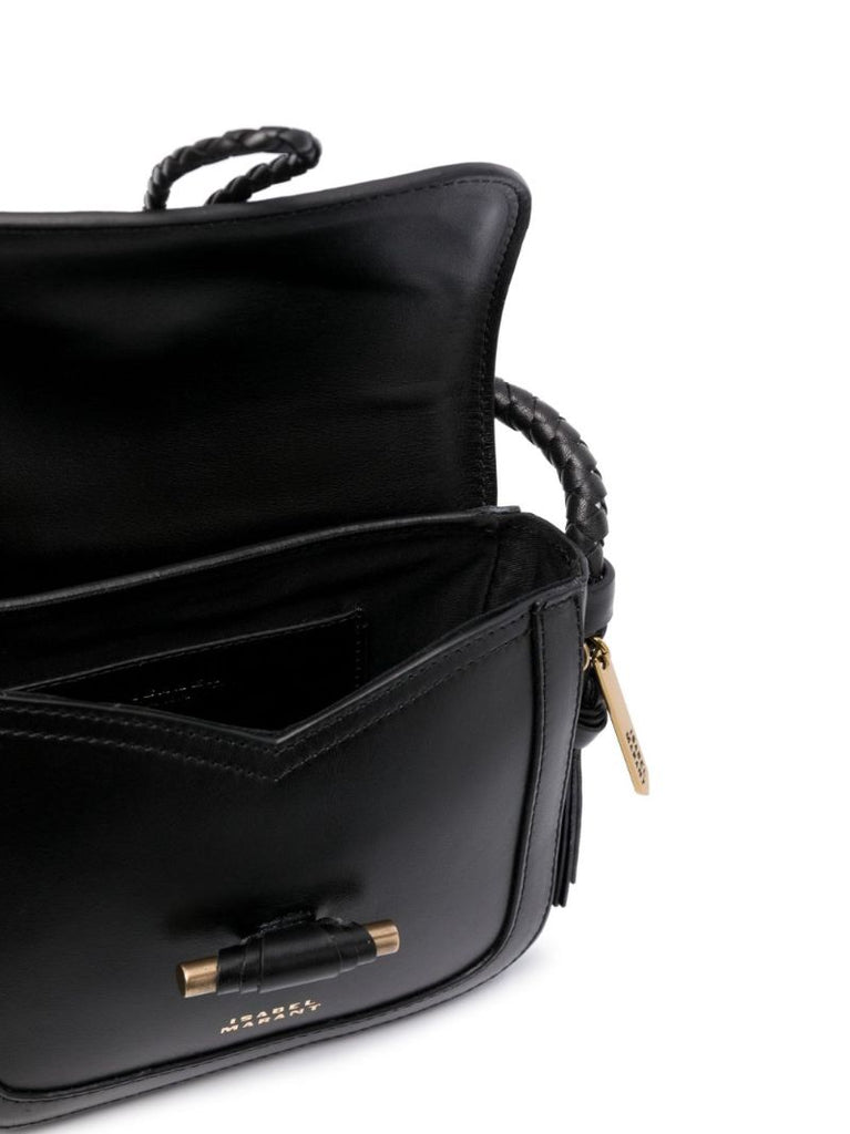 Black Vigo Flap Leather Cross Body Bag