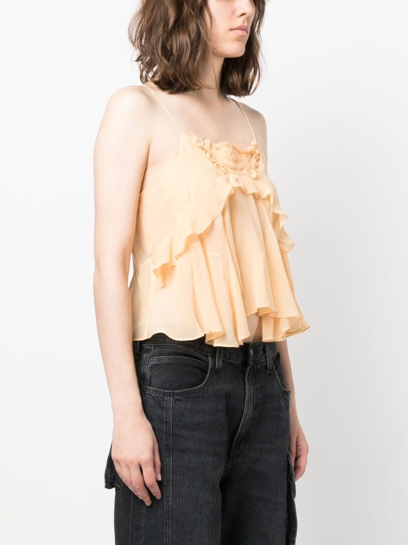 Orange Draped Silk Blouse