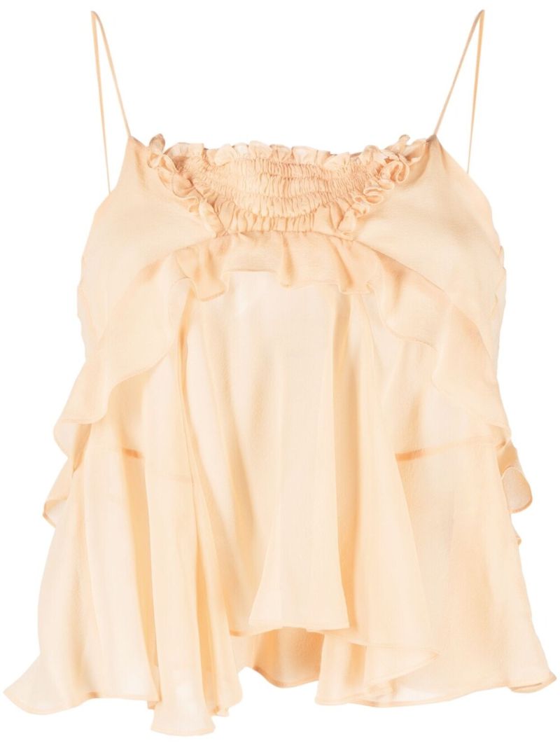 Orange Draped Silk Blouse
