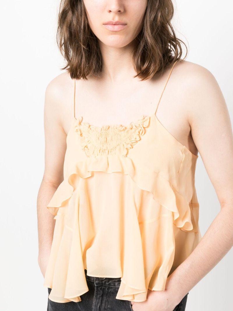 Orange Draped Silk Blouse