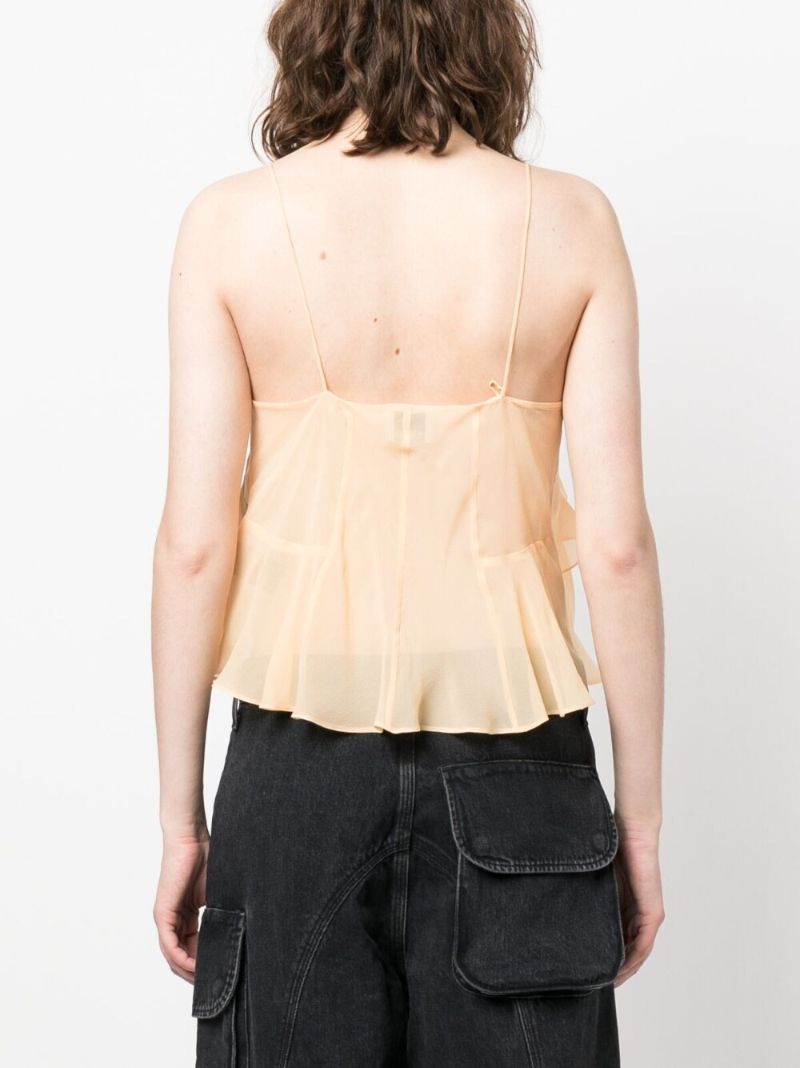 Orange Draped Silk Blouse
