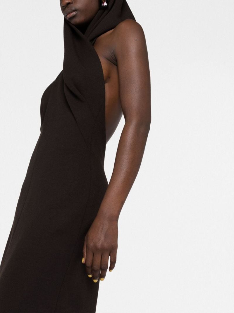 Brown Hooded Sleeveless Maxi Dress