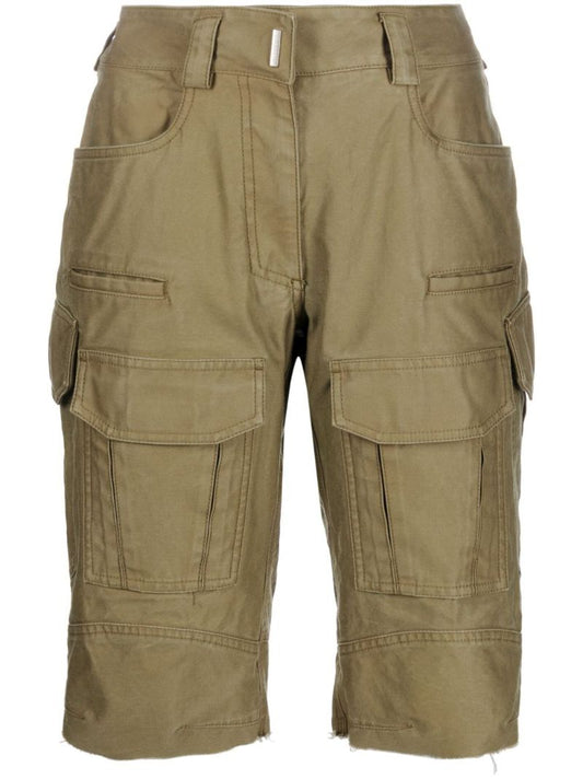 Green Cotton Cargo Shorts