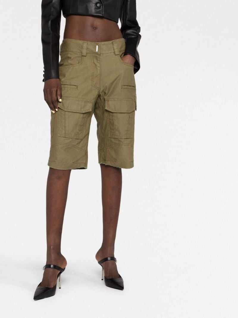 Green Cotton Cargo Shorts