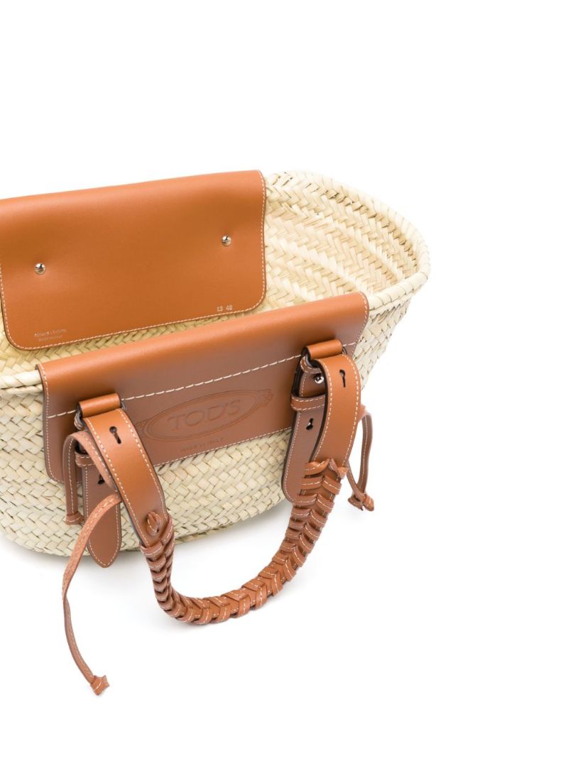 Brown Logo Raffia Tote Bag