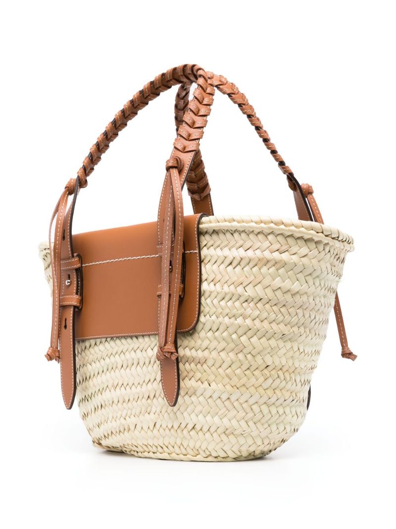 Brown Logo Raffia Tote Bag