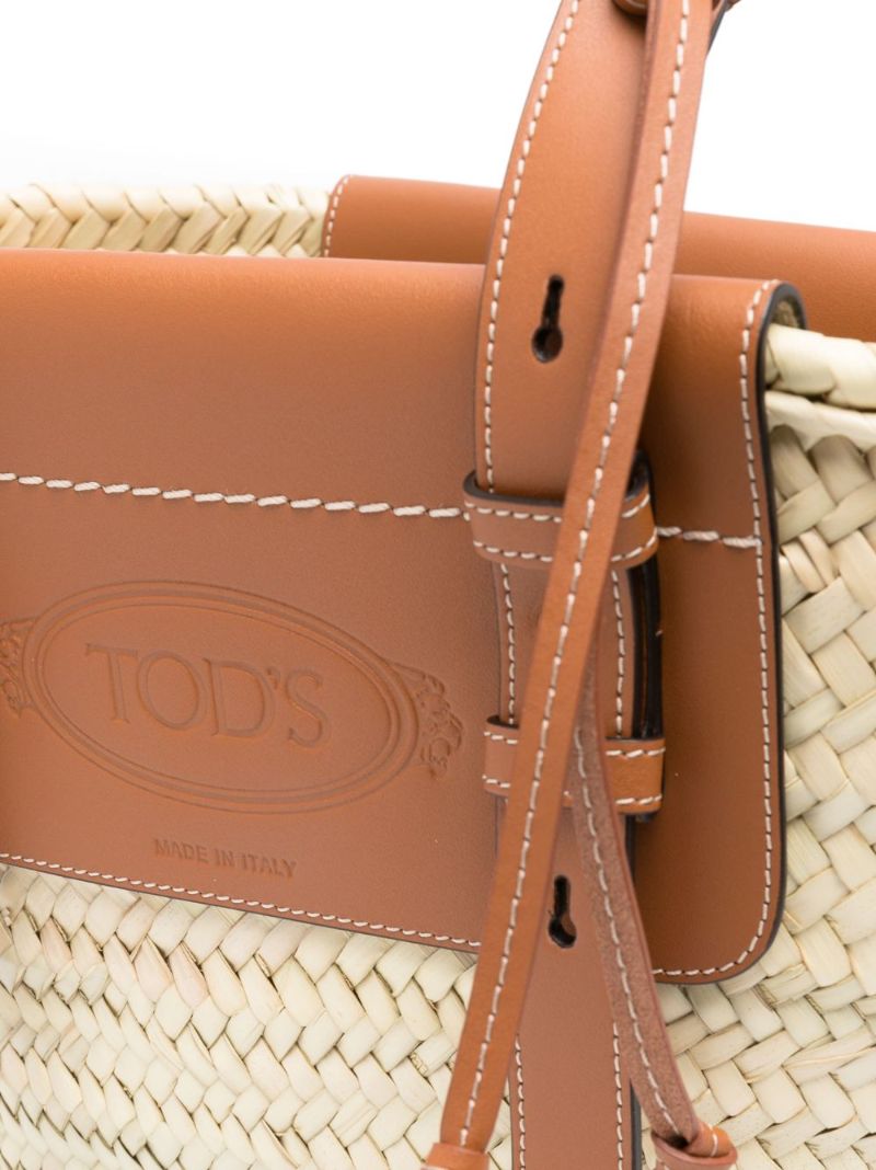 Brown Logo Raffia Tote Bag