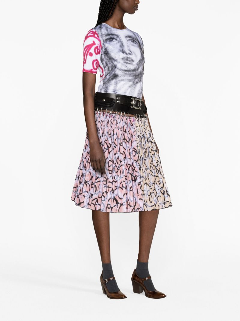Pink Soldeu Printed Pleated Skirt