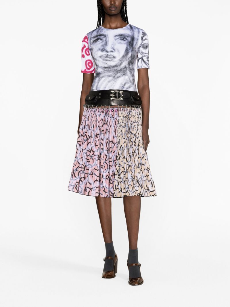 Pink Soldeu Printed Pleated Skirt