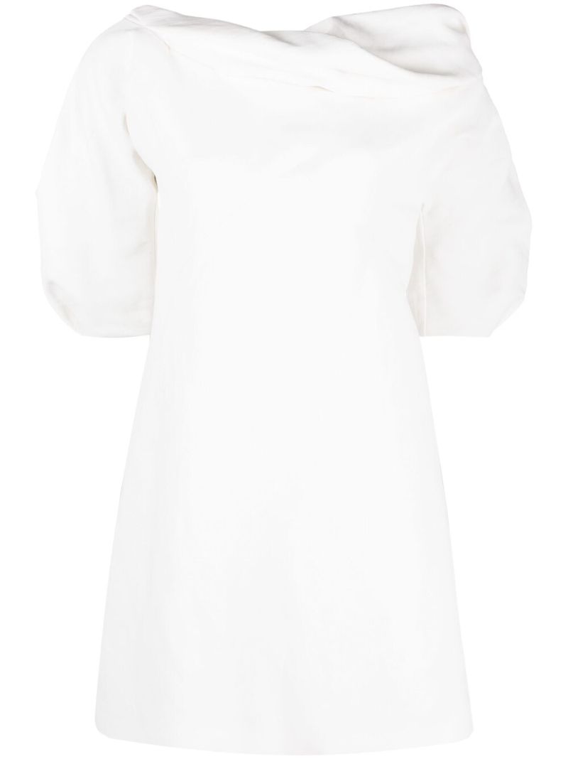 White Cowl-neck Mini Dress