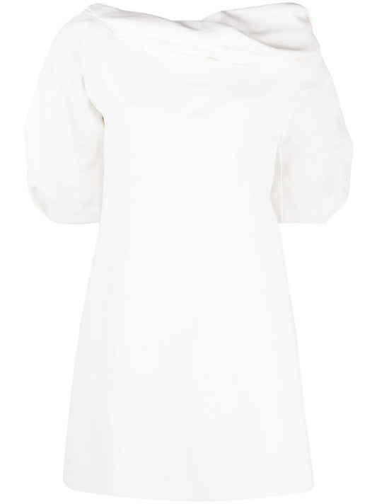 White Cowl-neck Mini Dress