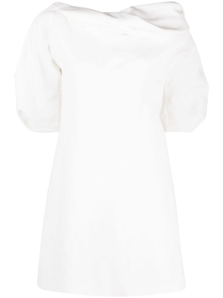 White Cowl-neck Mini Dress