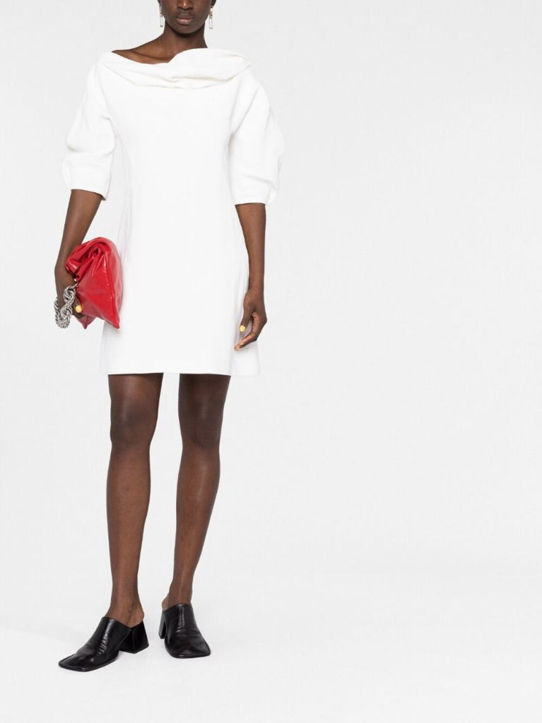 White Cowl-neck Mini Dress