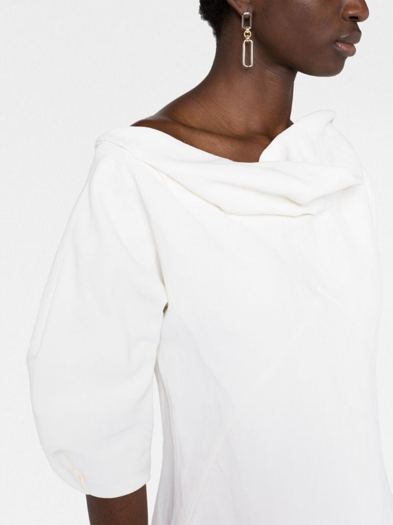 White Cowl-neck Mini Dress