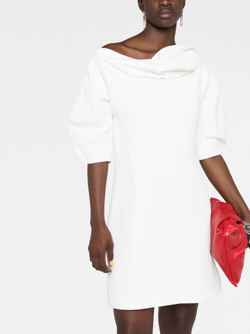 White Cowl-neck Mini Dress