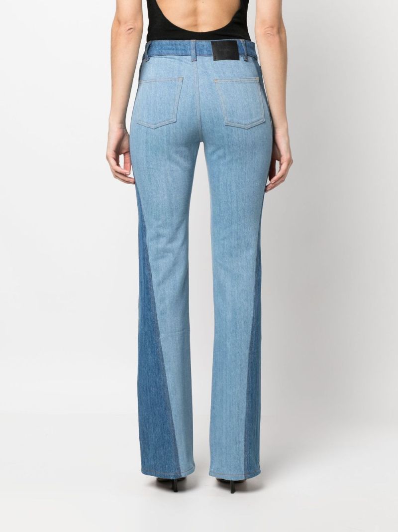 Blue Two-tone Flared Jeans