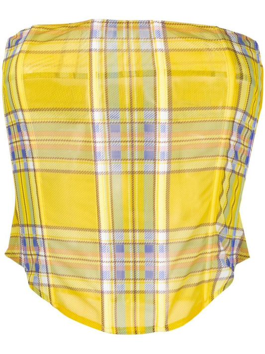 Yellow Peri Plaid Corset Top