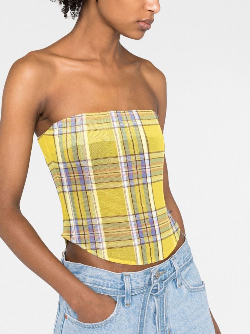 Yellow Peri Plaid Corset Top