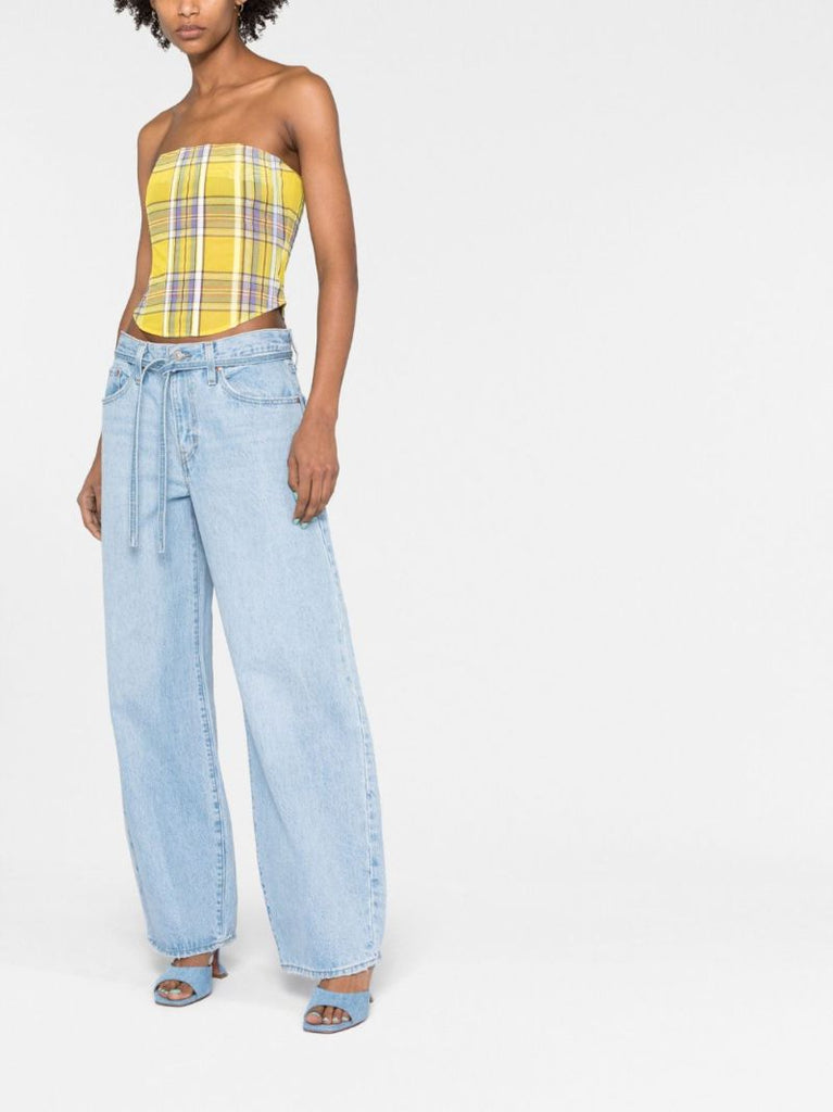 Yellow Peri Plaid Corset Top