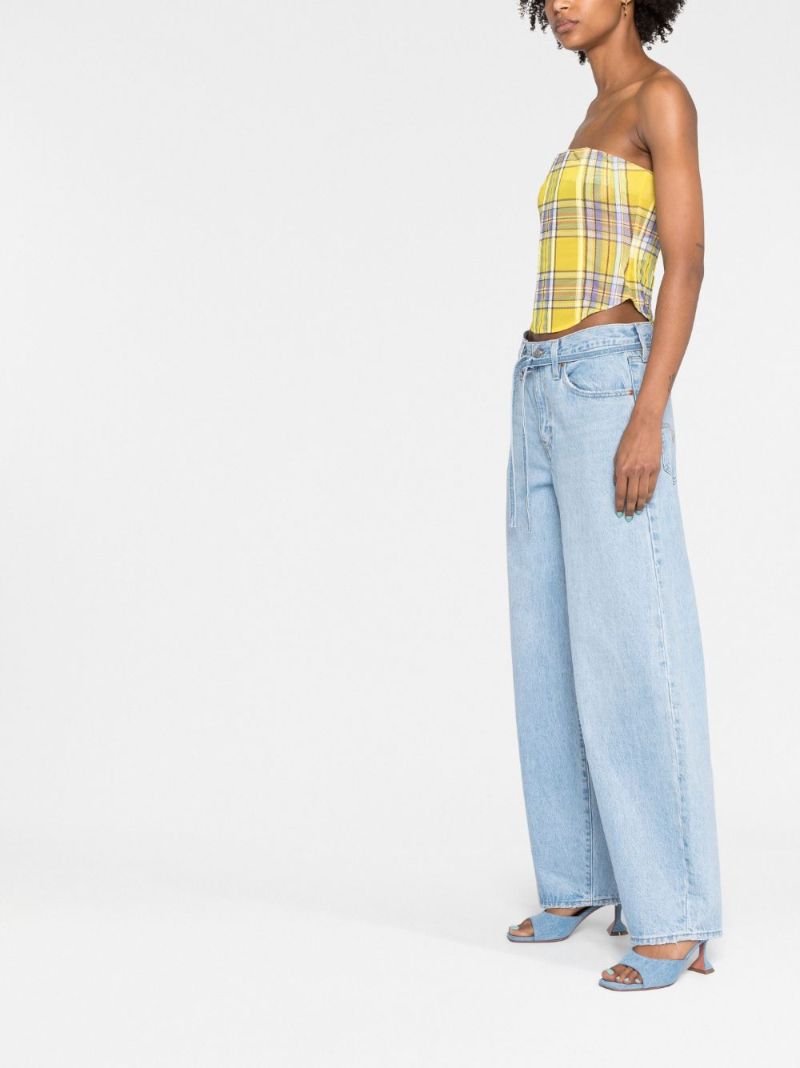 Yellow Peri Plaid Corset Top