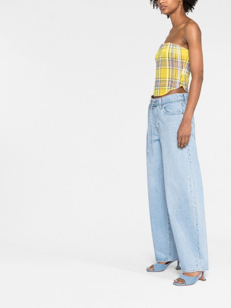Yellow Peri Plaid Corset Top