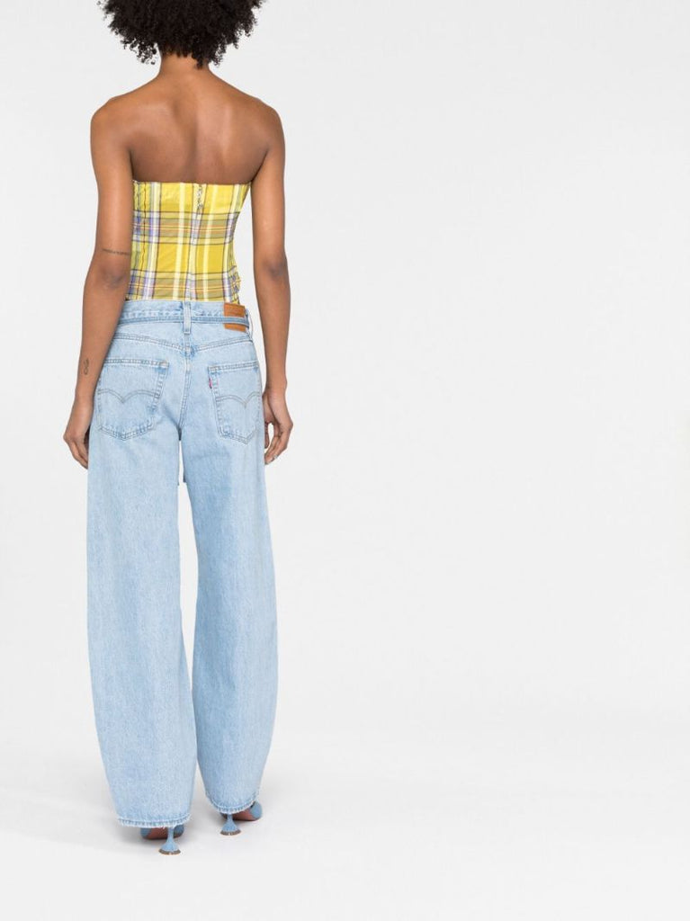 Yellow Peri Plaid Corset Top